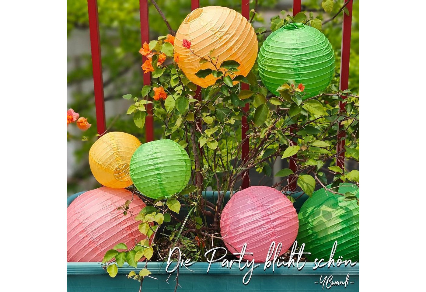 LuxusKollektion Papierlaterne Sommer Party Deko Papierlaterne Hawaii Gartenparty Lampion Gelb Orange Bild 2