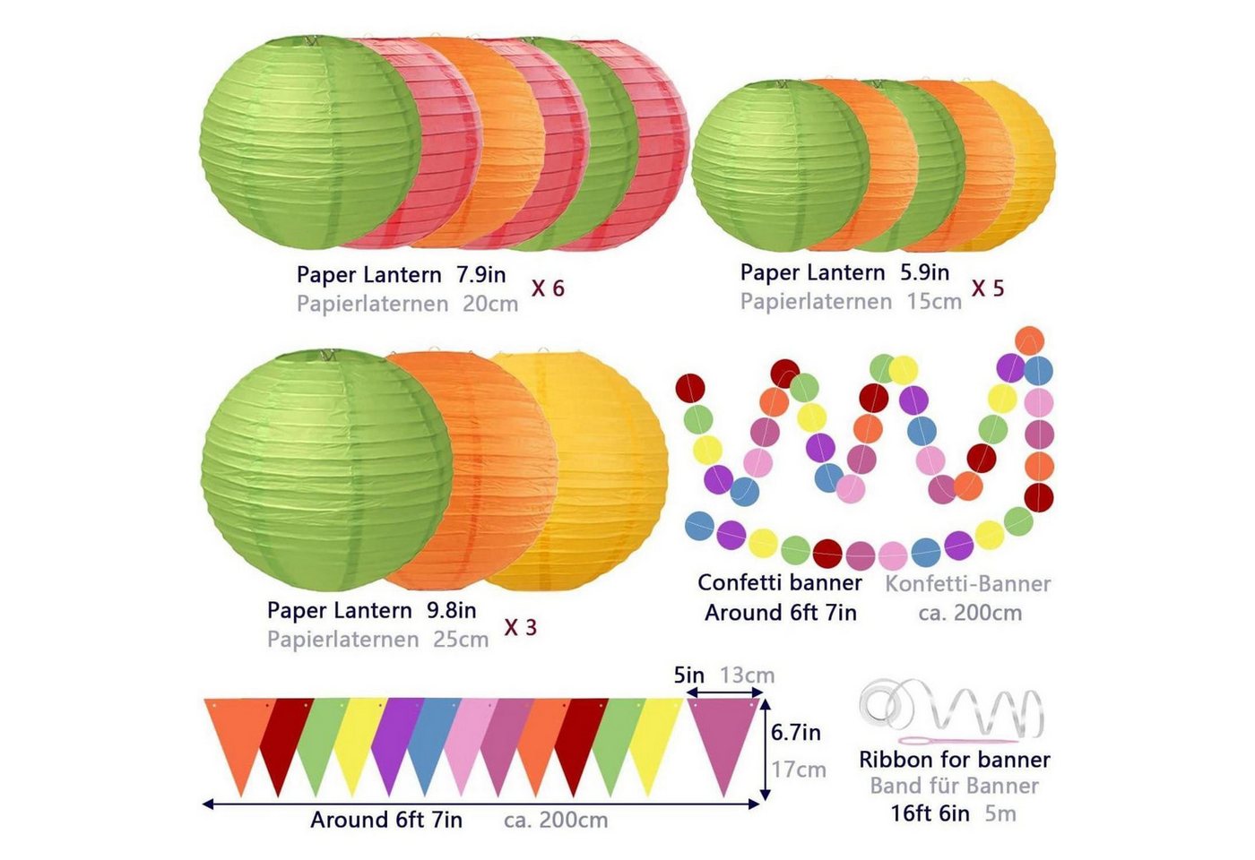 LuxusKollektion Papierlaterne Sommer Party Deko Papierlaterne Hawaii Gartenparty Lampion Gelb Orange Bild 4