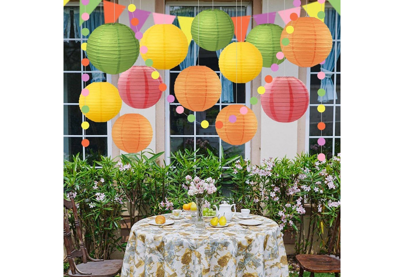LuxusKollektion Papierlaterne Sommer Party Deko Papierlaterne Hawaii Gartenparty Lampion Gelb Orange Bild 5