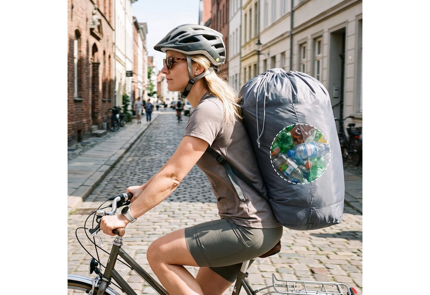 Sekey Flaschenkorb Pfandflaschen Sammelbehälter 100L Flaschensammler Leergut Aufbewahrung, Mit herausnehmbarem Rucksack-Innenbeutel für Küche und Recycling Bild 3