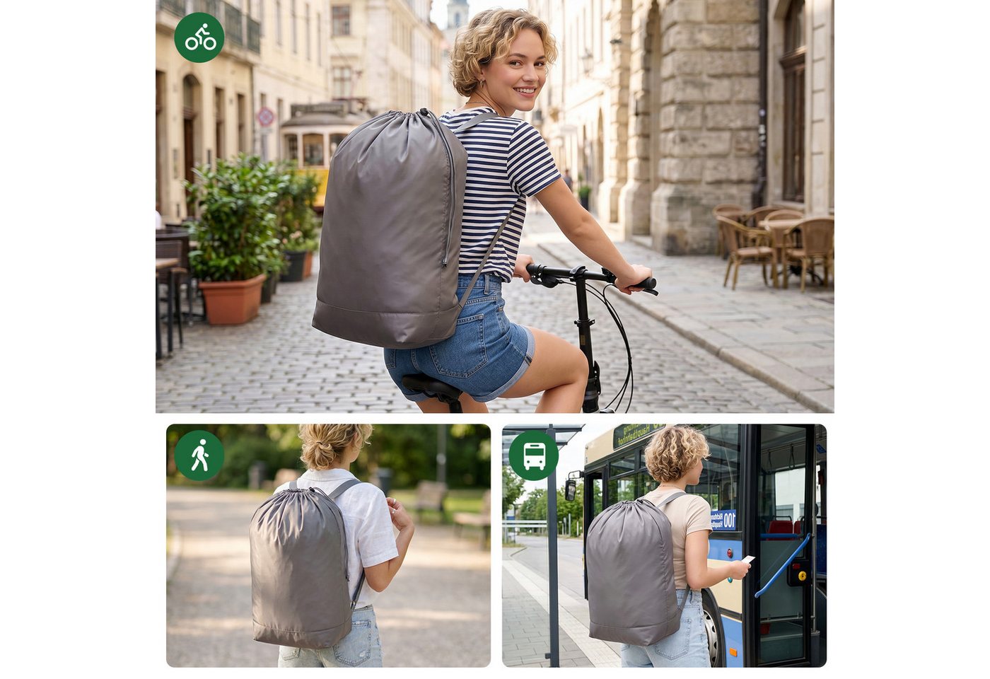 Sekey Flaschenkorb Pfandflaschen Sammelbehälter 100L Flaschensammler Leergut Aufbewahrung, Mit herausnehmbarem Rucksack-Innenbeutel für Küche und Recycling Bild 5