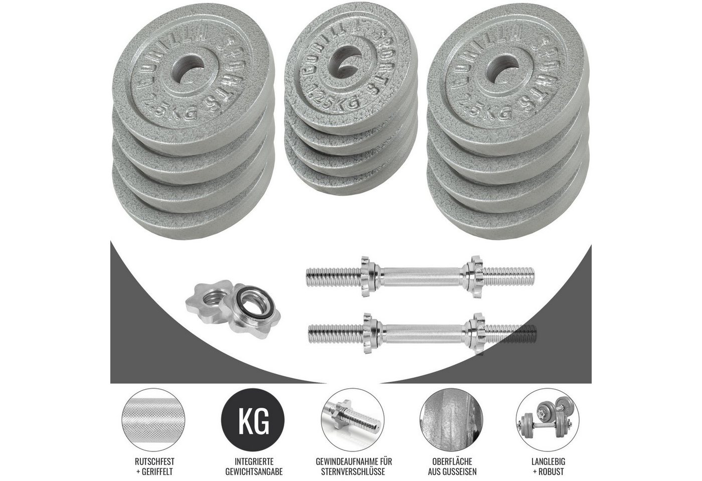 GORILLA SPORTS Hantel-Set Langhantelset Gusseisen 100 kg Bild 3