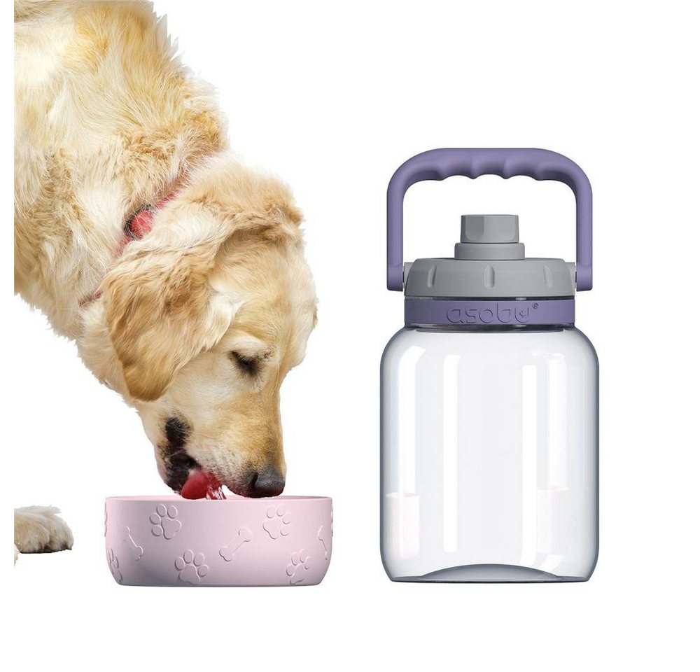 ASOBU Trinkflasche The Barkley Dog Bowl Trinkflasche mit Hundenapf rosa, 1,5 l, komfortabler Tragegriff