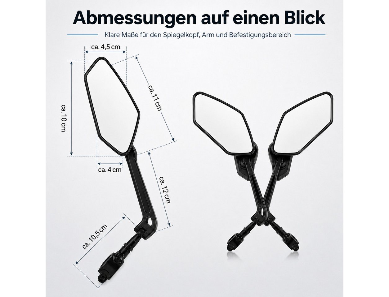 XEOOCE Fahrradlenker Fahrradspiegel, 360° verstellbar, Rückspiegel Set 1 Paar, Standardlenker, (Einzelstück mit Montagezubehör), Blendfrei, 360° drehbar, verstellbare Halterung Bild 5