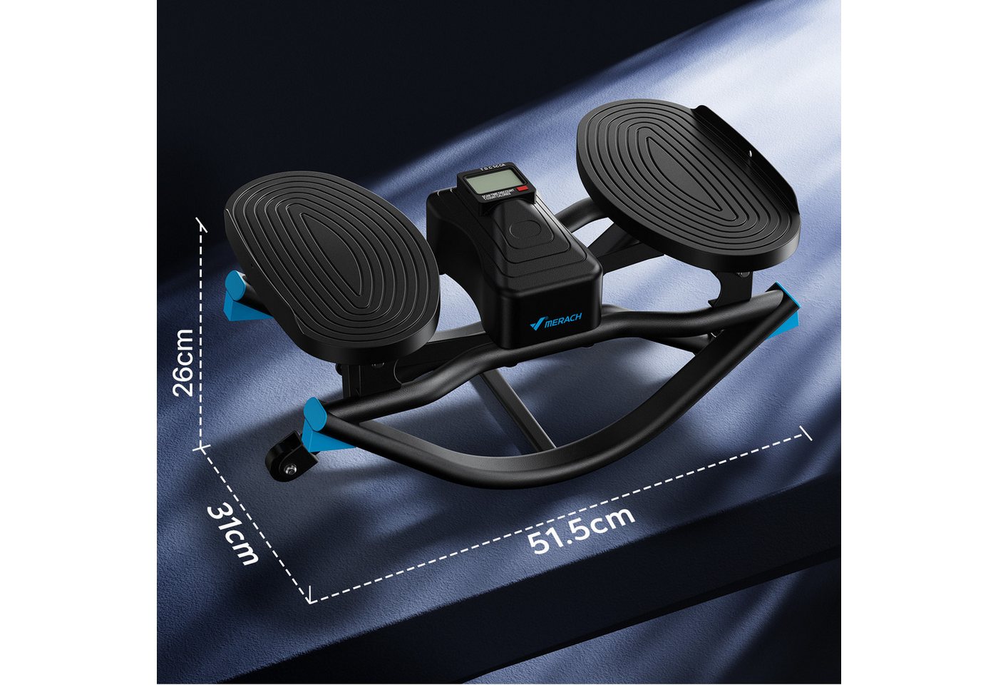 MERACH Stepper mit 3D-Seitwärtsbewegung und LCD-Display (Mini-Stepper Heimtrainer mit rutschfesten Pedalen, 1-tlg., U-Form Stepper inklusive Trainingscomputer für Zuhause), Gelenkschonend, leise & platzsparend, max. 150 kg