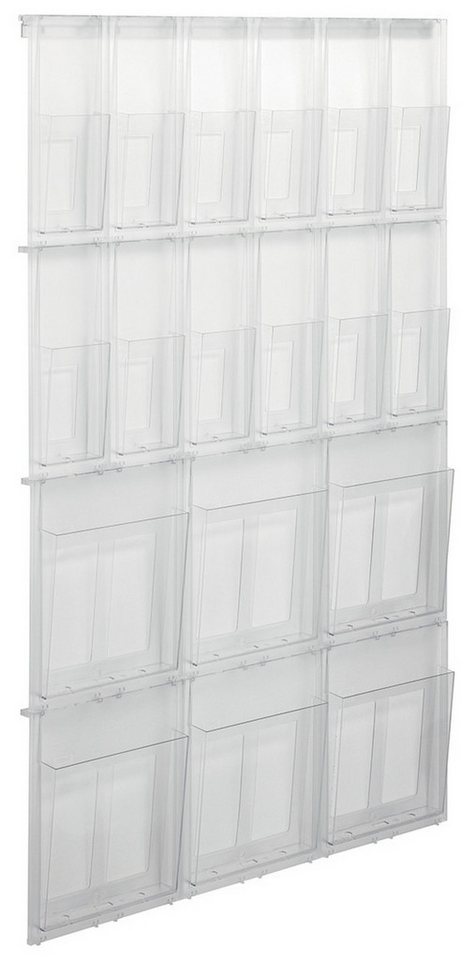 HELIT Stehsammler Prospekthalter Placativ Wandset 6 x A4 + 12 x DINlang glasklar Bild 2