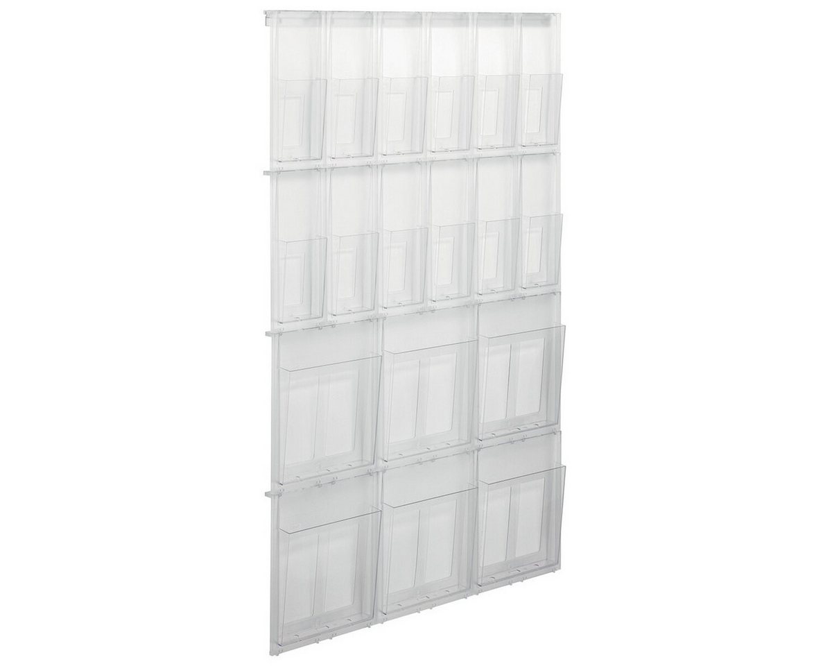 HELIT Stehsammler Prospekthalter Placativ Wandset 6 x A4 + 12 x DINlang glasklar Bild 4