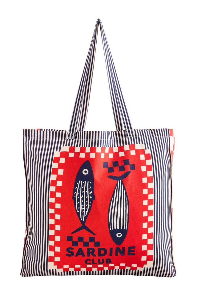 Next Einkaufsshopper Tragetasche aus 100 % Baumwolle, Sardinen-Print Bild 3