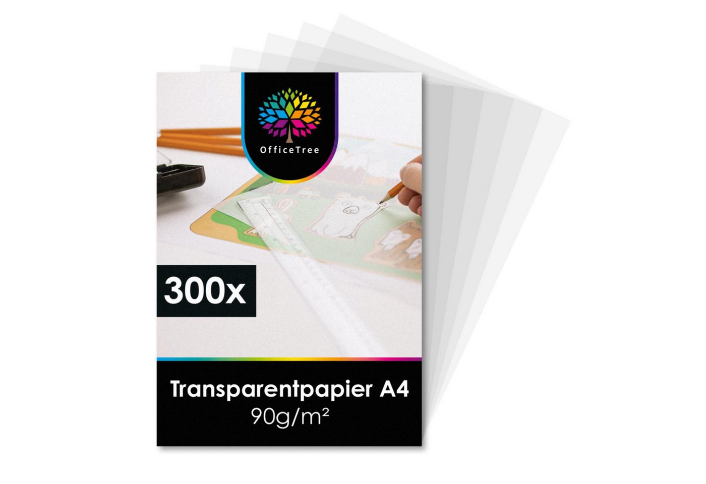 OfficeTree Transparentpapier 300 Blatt Transparentpapier DIN A4, Auch als Pauspapier, Architektenpapier, Bastelpapier Bild 4