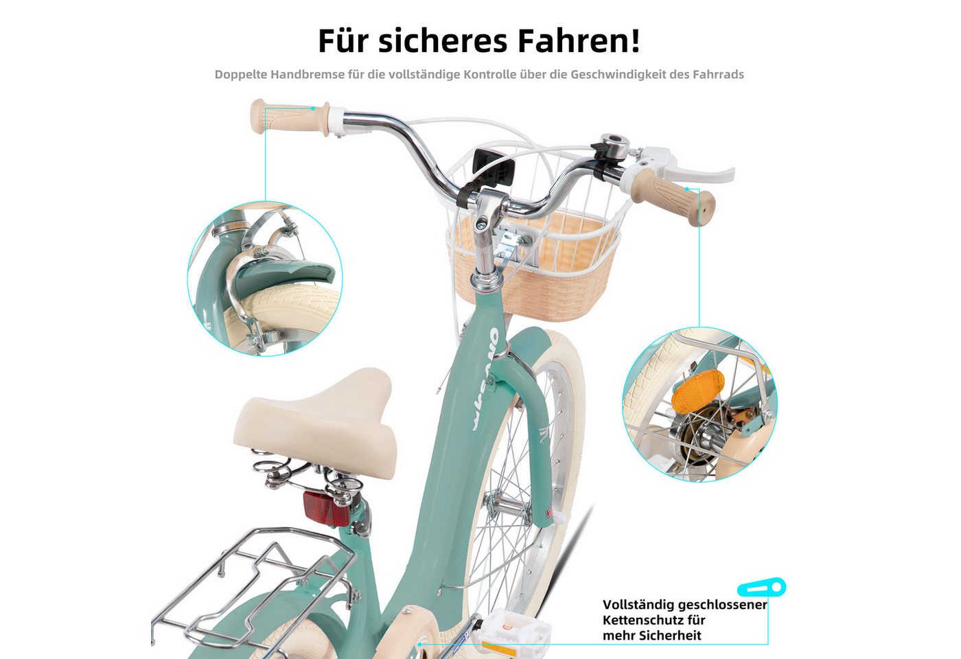 JOYSTAR Kinderfahrrad 16/20 Zoll Fahrräder für Mädchen Geeignet 4-13 Jahren, mit Korb, Kotflügel, Kettenschutz, Gepäckträger und Stützrädern