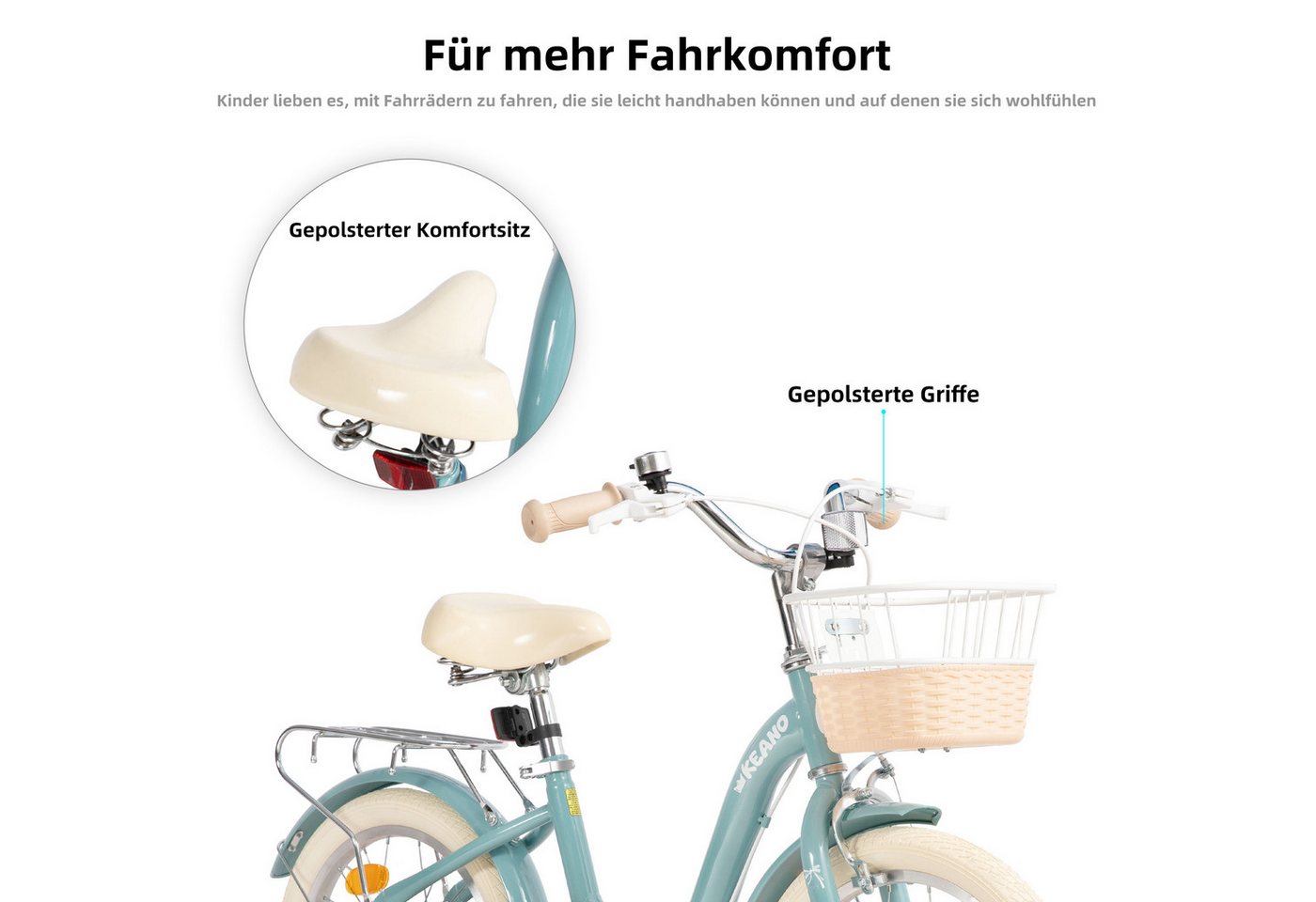JOYSTAR Kinderfahrrad 16/20 Zoll Fahrräder für Mädchen Geeignet 4-13 Jahren, mit Korb, Kotflügel, Kettenschutz, Gepäckträger und Stützrädern Bild 2