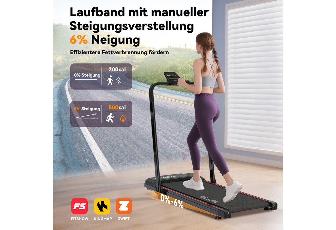 WILGOON Laufband Laufband klappbar 3 in 1 mit 6% Steigung & 1–12 km/h (Walking Pad platzsparend für Zuhause & Homeoffice, 2,5 PS Laufband mit Bluetooth APP & Musikfunktion), Kompaktes Fitness Laufband mit LCD Display bis 120 kg Bild 2