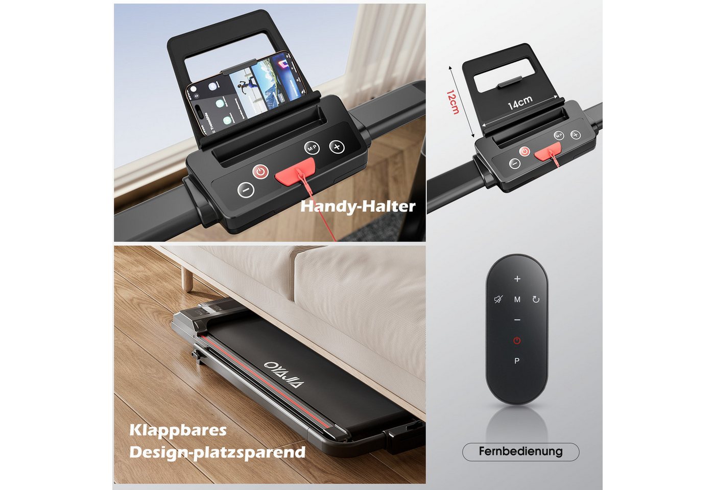 WILGOON Laufband Laufband klappbar 3 in 1 mit 6% Steigung & 1–12 km/h (Walking Pad platzsparend für Zuhause & Homeoffice, 2,5 PS Laufband mit Bluetooth APP & Musikfunktion), Kompaktes Fitness Laufband mit LCD Display bis 120 kg Bild 4