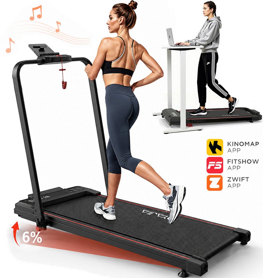 WILGOON Laufband Laufband klappbar 3 in 1 mit 6% Steigung & 1–12 km/h (Walking Pad platzsparend für Zuhause & Homeoffice, 2,5 PS Laufband mit Bluetooth APP & Musikfunktion), Kompaktes Fitness Laufband mit LCD Display bis 120 kg Bild 5