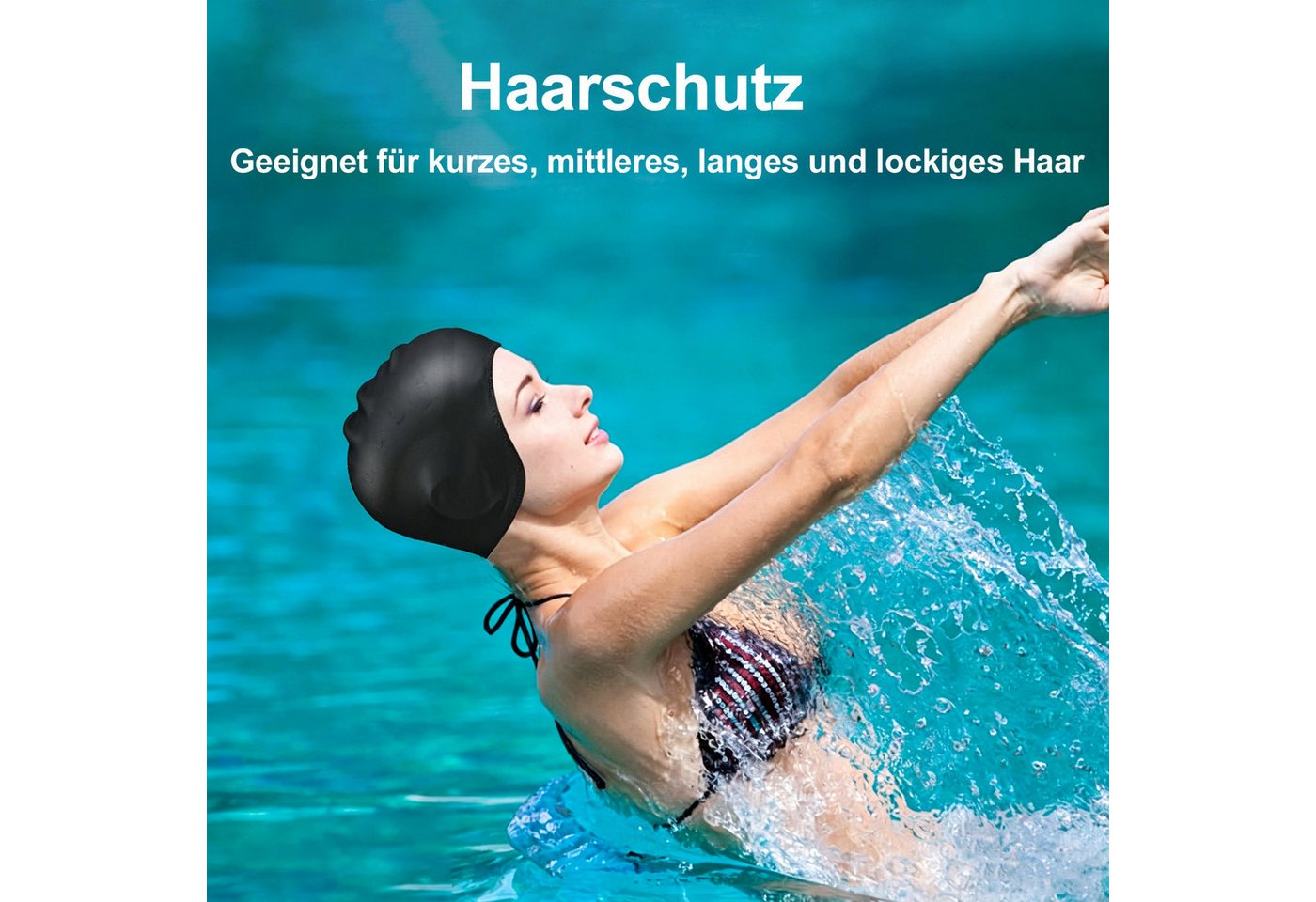 Mutig Schwimmbrille Schwimmbrille Set mit Badekappe & Nasenklammer HD Anti-Beschlag Unisex, (3D-Ohrenschutz Schwimmkappe aus Silikon für Damen & Herren, Schwimmmaske mit Großen Gläsern Wasserdicht & Anti Fog Klar Weitwinkel), Premium Komfort für Training & Freizeit – für Erwachsene & Jugendliche Bild 2