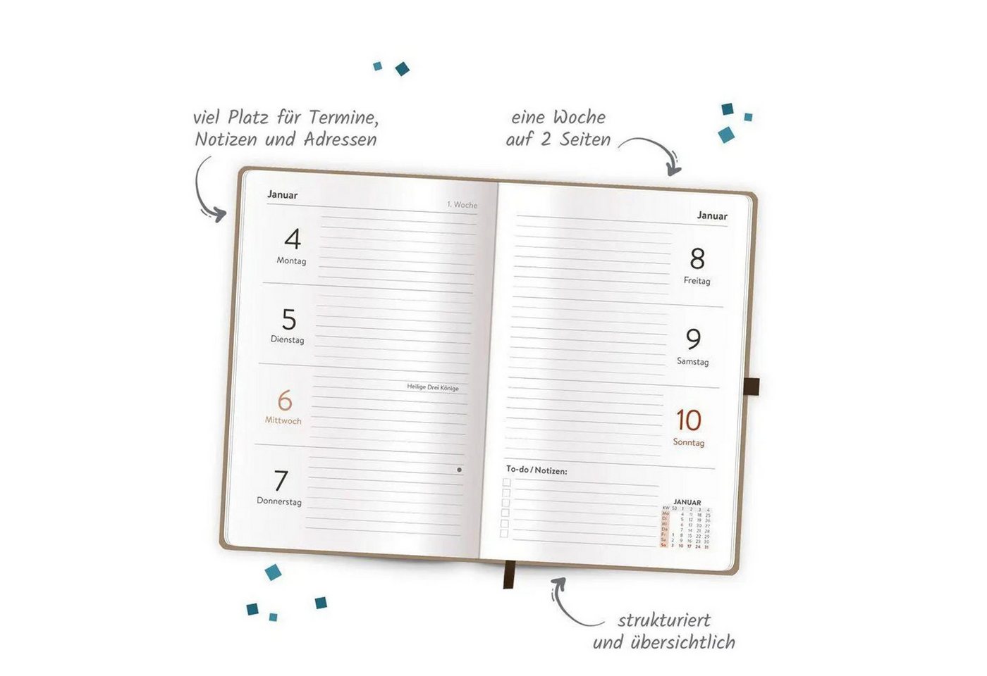 Trötsch Verlag Taschenkalender TRÖTSCH - Taschenkalender A6 Soft Touch Premium Sand 2027