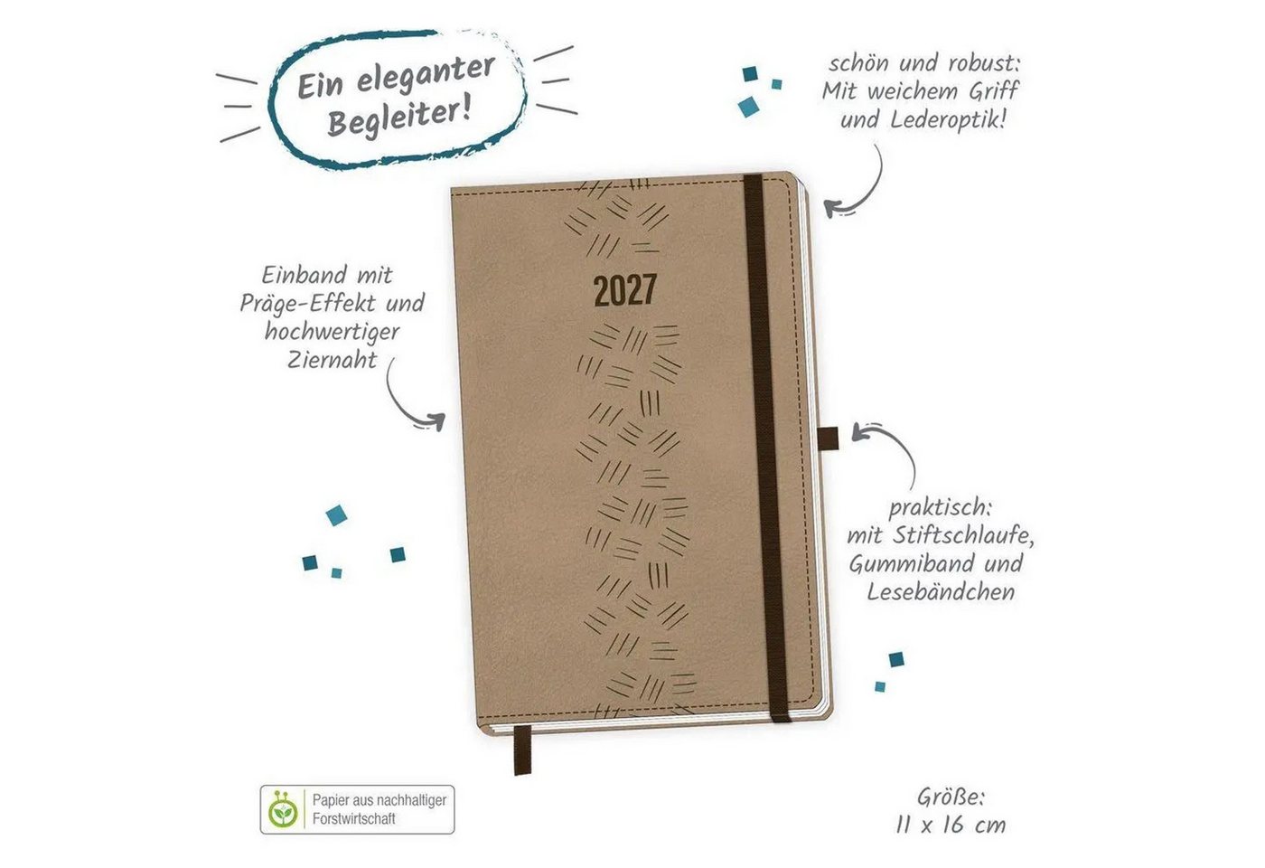 Trötsch Verlag Taschenkalender TRÖTSCH - Taschenkalender A6 Soft Touch Premium Sand 2027 Bild 3