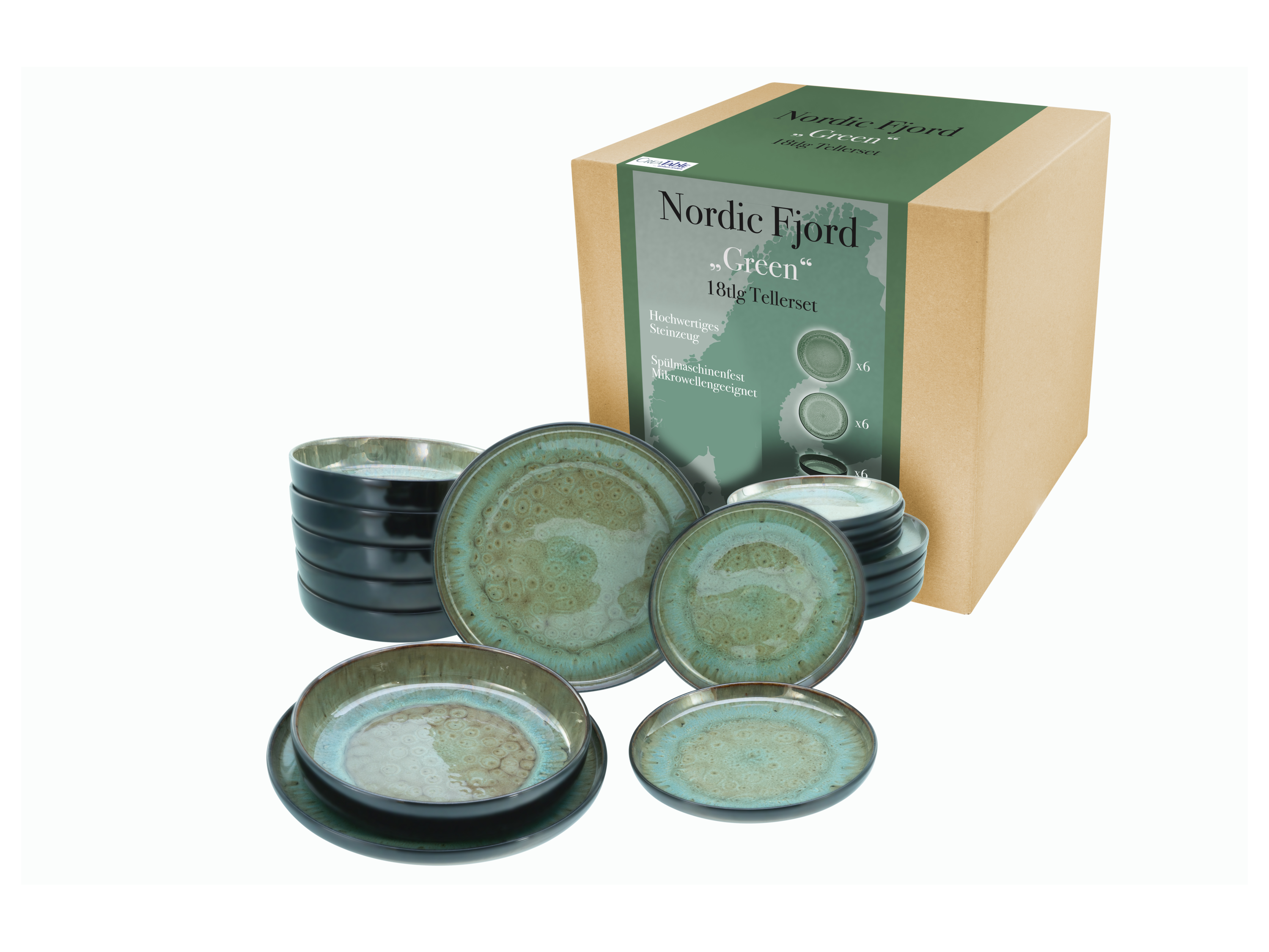 CREATABLE Geschirrset »Nordic Fjord« (18-teiliges Teller Set, Green) Bild 2