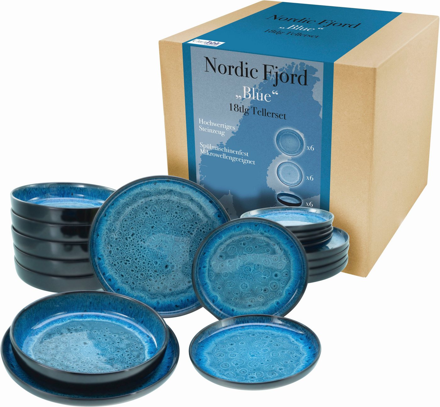 CREATABLE Geschirrset »Nordic Fjord« (18-teiliges Teller Set, Blue) Bild 3