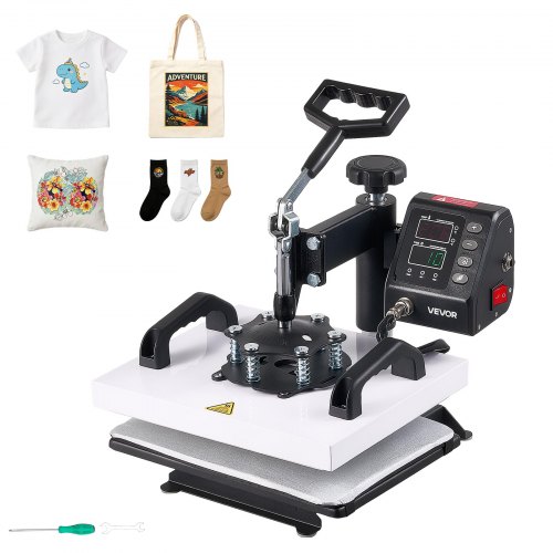 VEVOR Transferpresse 30x23cm Sublimationsmaschine 700W Textilpresse, mit Schwenkarm Schnelles & Gleichmäßiges Aufheizen Zeit- & Temperaturregelung T-Shirts Stofftaschen Kissenbezüge Socken