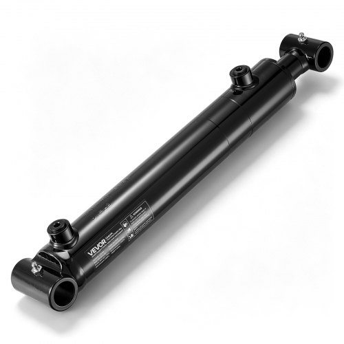 VEVOR Doppeltwirkender Hydraulikzylinder mit 50,8 mm Bohrung 254 mm Hub, bis 3500 psi, Schwerlast-Schweißzylinder mit Querrohr, 25,4 mm Stiftloch und SAE-6-Anschluss für Landmaschinen Schwarz