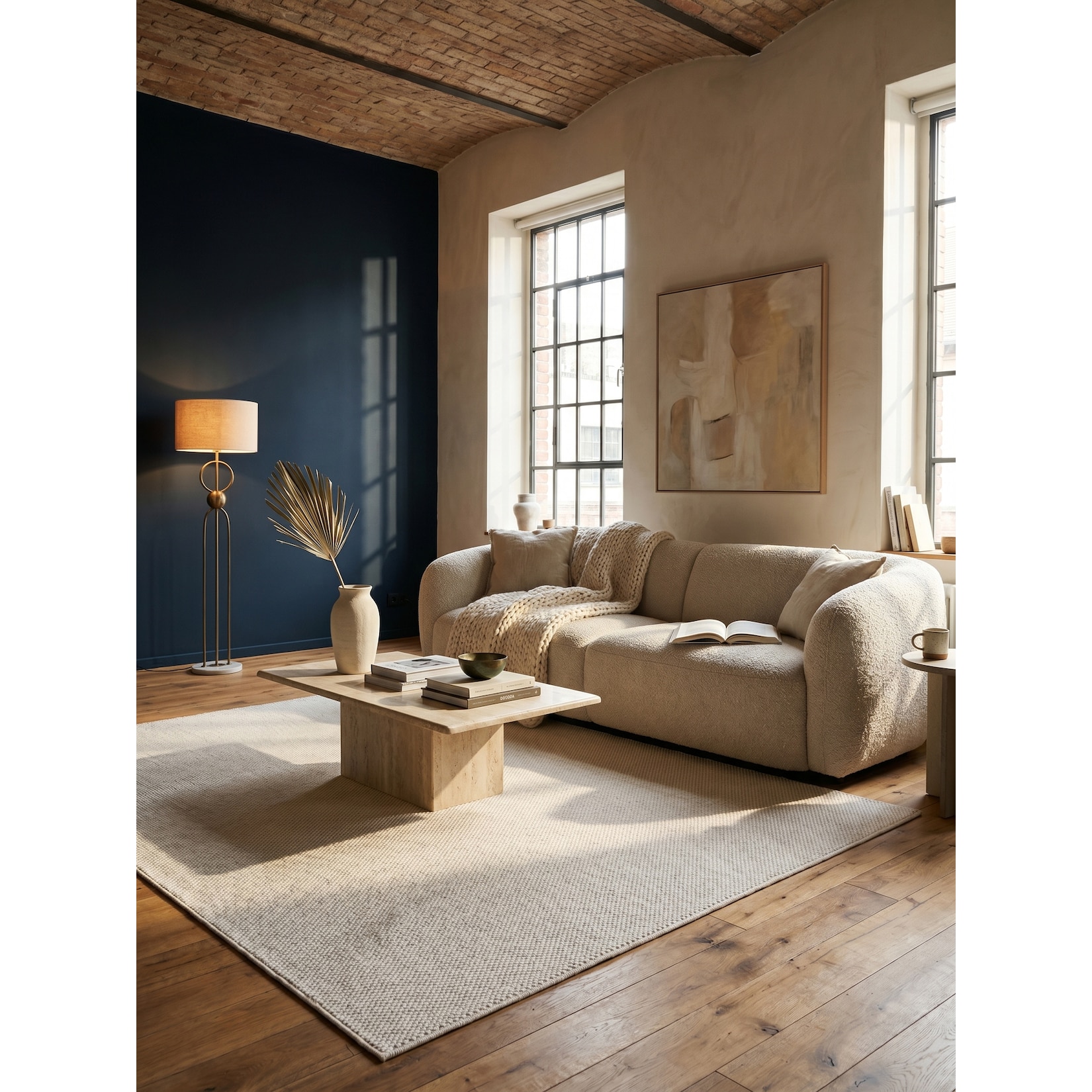 Flachgewebe-Teppich Berber-Tradition Creme 200x290 cm Uni meliert