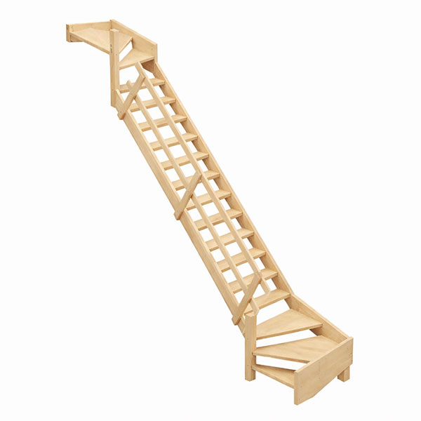 Holztreppe Mit 15 Stufen – Steighöhe 3.60m – Mit Geländer – Breite 0,68 M - Cottagej-ug-360
