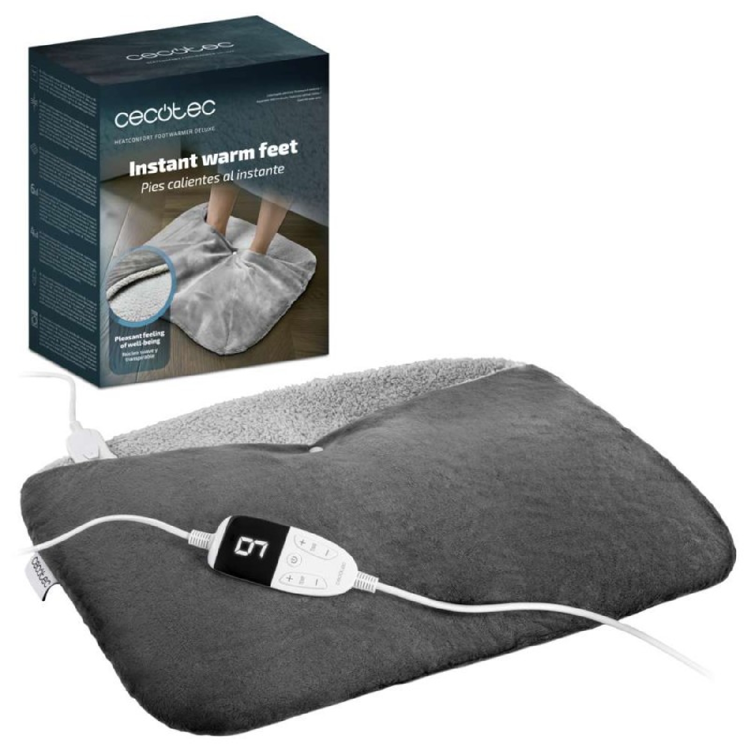 Cecotec Elektrischer Fußwärmer Heatconfort Footwarmer Deluxe. Fußwärmer 55x45cm, 2 Getrennte Bereiche, Rutschfest
