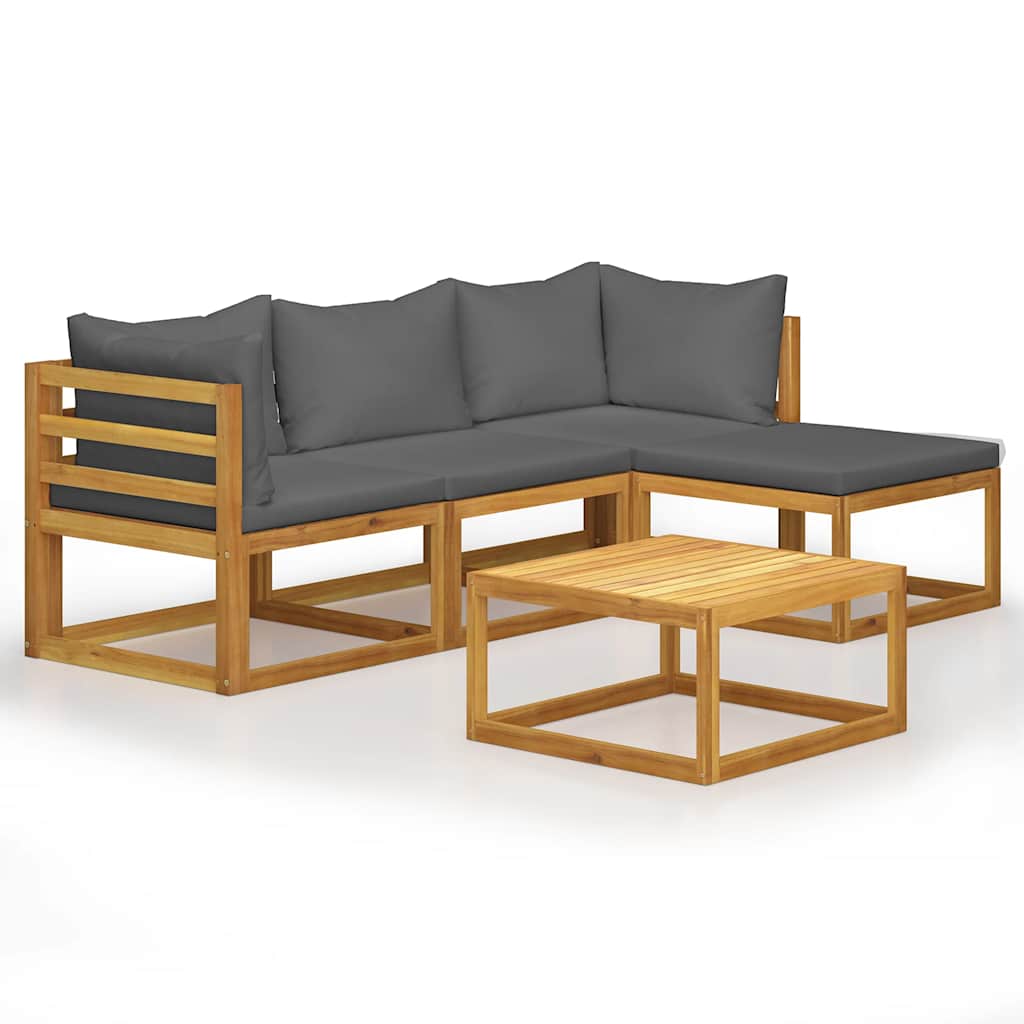 5-tlg. Garten-lounge-set Mit Auflagen Massivholz Akazie Vidaxl