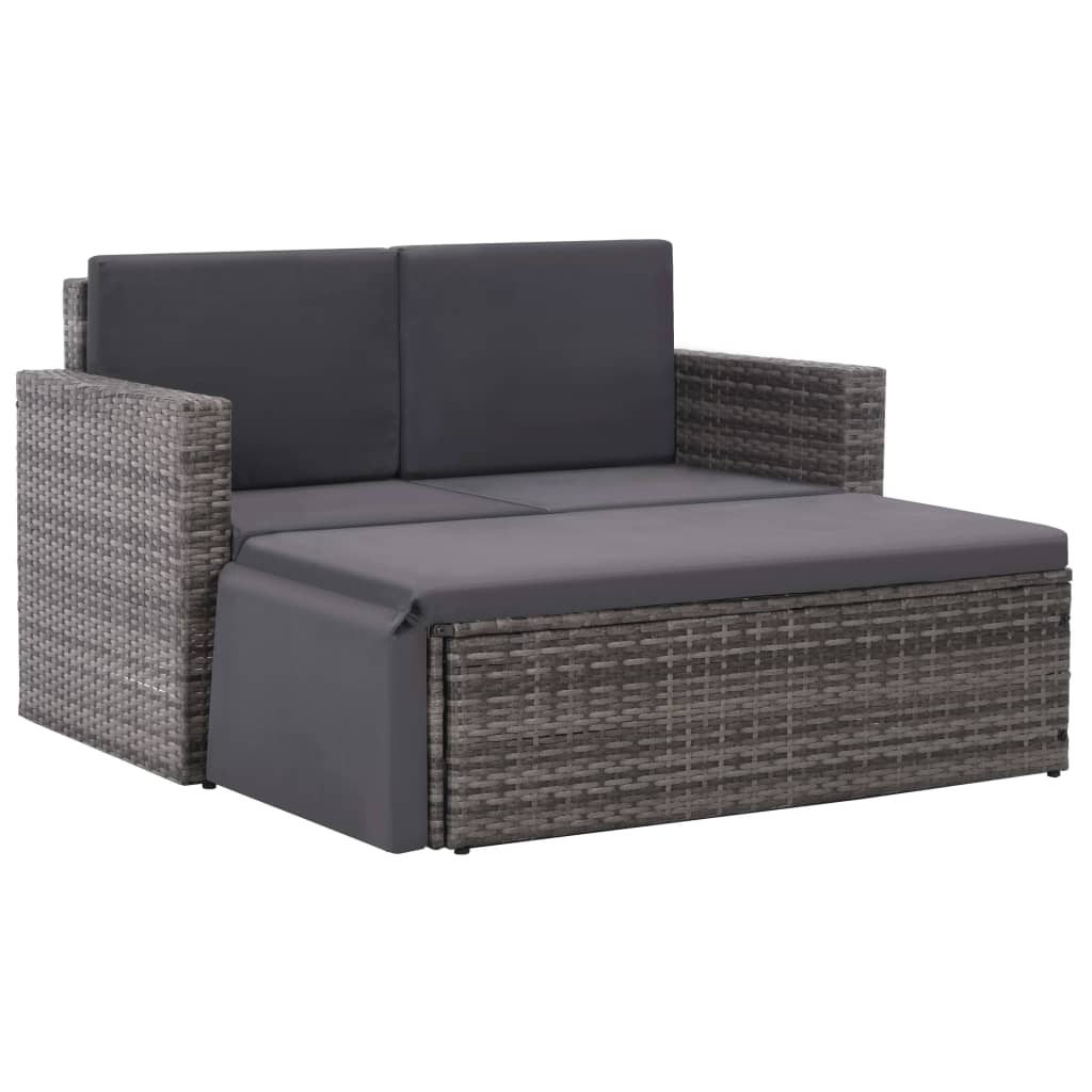 2-tlg. Garten-lounge-set Mit Auflagen Poly Rattan Grau - Vidaxl