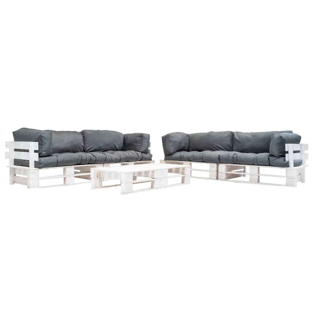 Vidaxl 6-tlg. Paletten-lounge-set Mit Kissen In Grau Holz