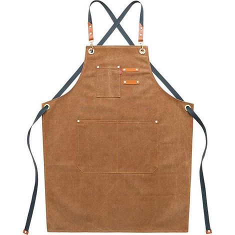 Arbeitsschürze Aus Canvas Für Herren Mit Taschen. Verstellbarer Riemen Und Große Taschen. Braune Küchenschürze.