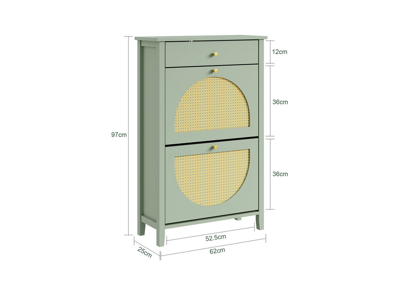 Sobuy Schuhschrank Grün Mit Schublade Schuhregal Mit Klappregalen Aufbewahrungsschrank Aus Mdf 62×25×97 Cm Tragkraft 25 Kg Fsr223-gr Bild 5
