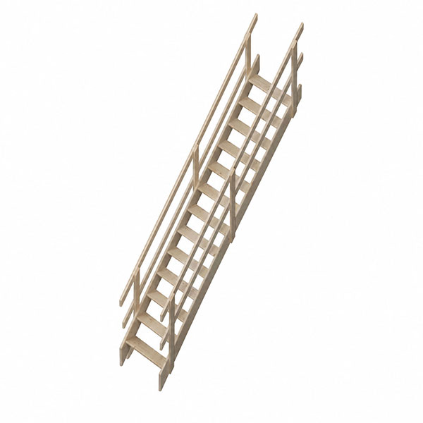 Holztreppe Mit 13 Stufen – Steighöhe 2,80 M – Breite 0,64m - Mit Handläufe - Cottagej-i-280-2mc