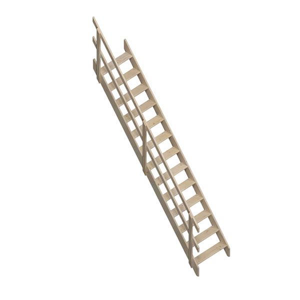 Holztreppe Mit 13 Stufen – Steighöhe 2,80 M – Breite 0,64m - Handlauf Links - Cottagej-i-280-mcg