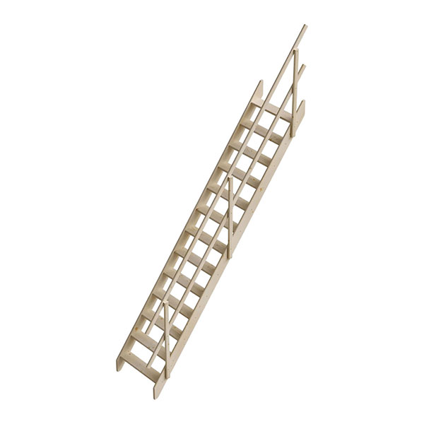 Holztreppe Mit 13 Stufen – Steighöhe 2,80 M – Breite 0,64m - Handlauf Rechts - Cottagej-i-280-mcd