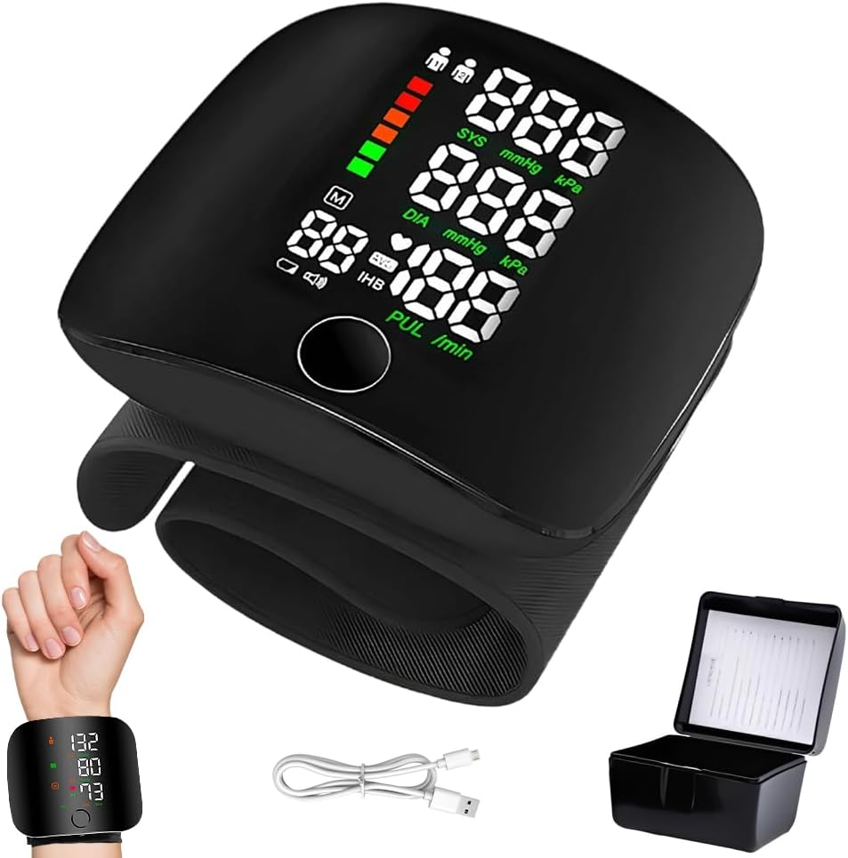 Blutdruckmessgerät Handgelenk, Handgelenk Blutdruckmessgerät Mit Deutsche Aussprache, Automatische Blutdruck Messgerät Mit 99x2 Lesespeicher & Led-touchscreen, Wiederaufladbarer
