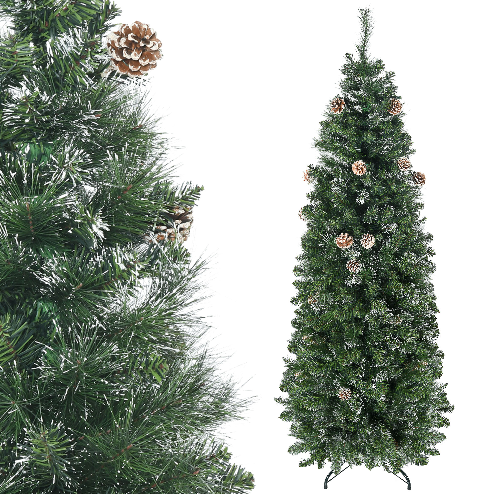 Künstlicher Weihnachtsbaum Mit 618 Schneebedeckten Zweigen, Stahlständer, Faltbarer Stahlfuß, Für Zuhause, Geschäfte Und Büros.