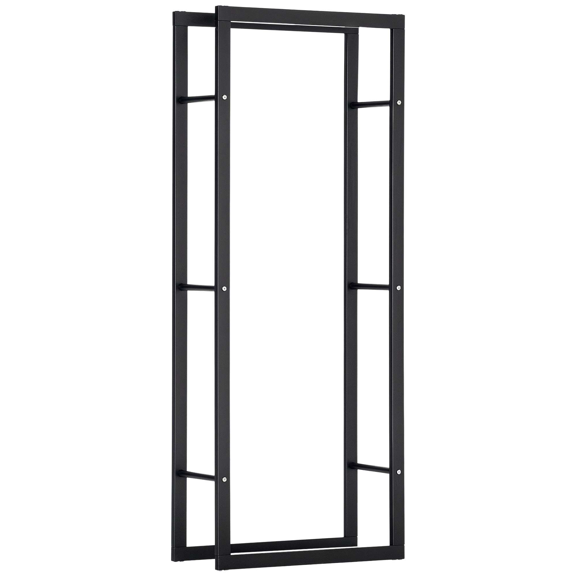 Brennholzregal, Kaminholzhalter – Für Drinnen Und Draußen, Max. Belastung 100 Kg, Maße: 60 X 25 X 150 Cm (l X B X H), Schwarzes Metall