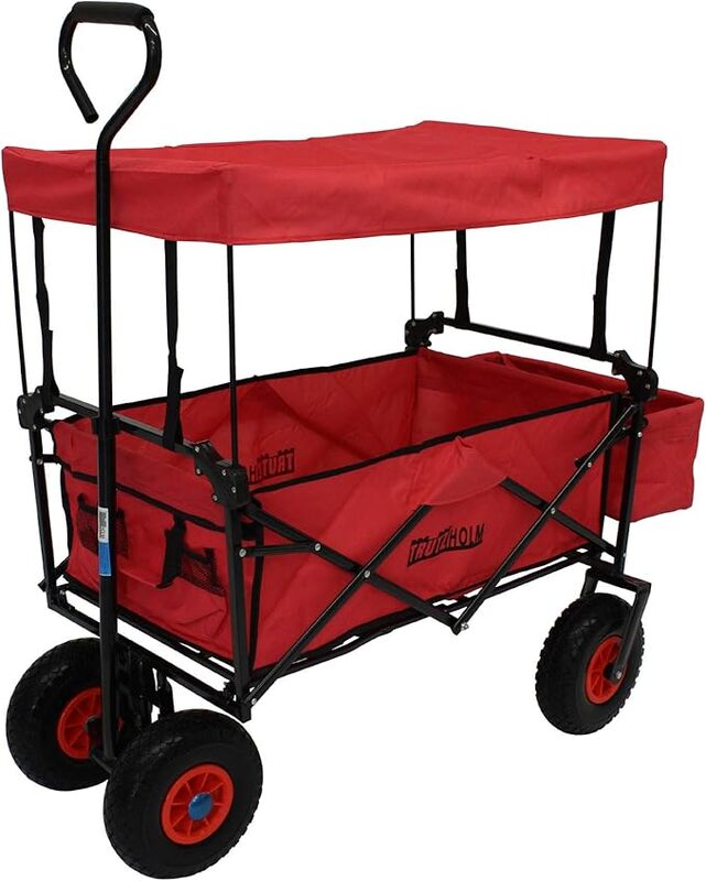 [gebraucht] B-ware Trutzholm Bollerwagen Faltbar 80l 4 Pu Räder Mit Dach Rot Platzsparend