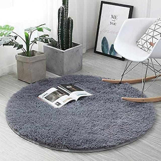 Seidenweiche Teppiche, Flauschige Teppiche, Rutschfester Shaggy-teppich, Esszimmer-, Wohnzimmer- Und Schlafzimmerteppich, Runde Fußmatte - Superweich Für Den Innenbereich (grau, 100 X 100 Cm)