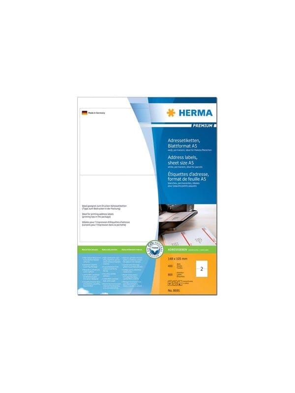 Herma Adressetiketten Premium A5 Weiß 105x148 Mm 800st. (8691)