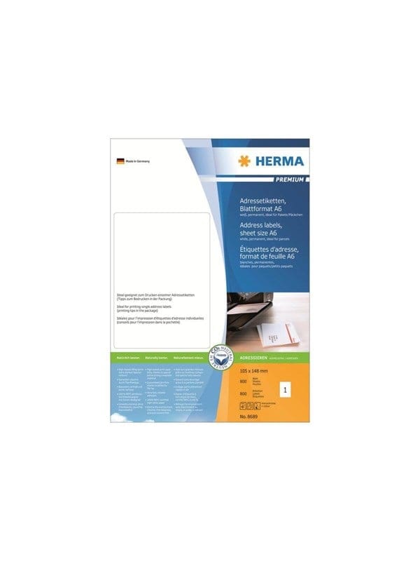 Herma Adressetiketten Premium A6 Weiß 105x148 Mm 800st. (8689)