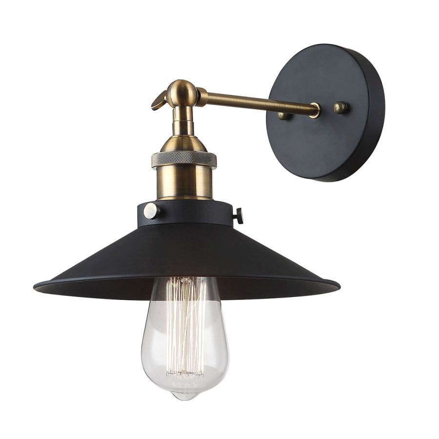 Kermio - Industrie- Und Retro-wandleuchte Schwarz 1 Licht Mit Metalllegierungsschirm, E27 - Italux