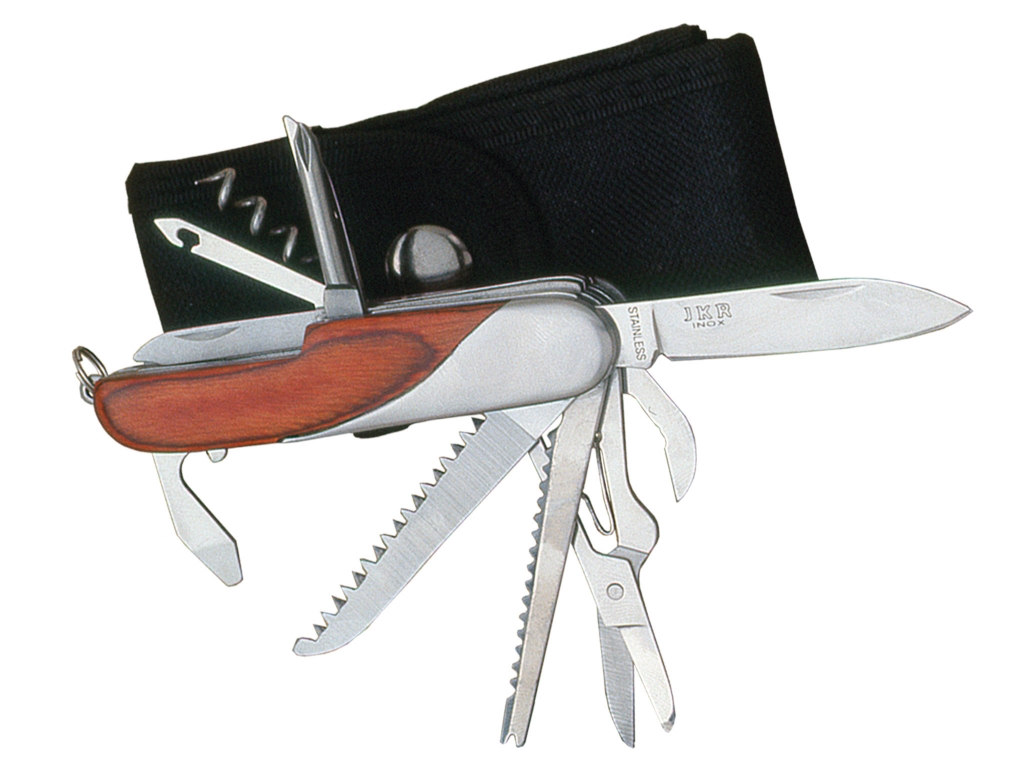 Mehrzweckmesser Joker Mit Roten Holzgriffen Und Nylonscheide Jkr0102