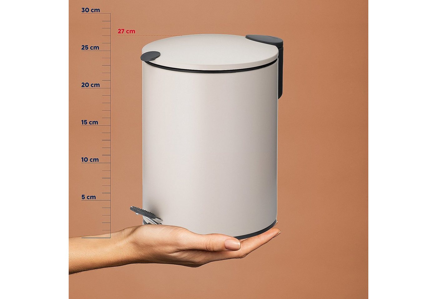 Abfalleimer 5 L Beige - Mattschwarz - Kela