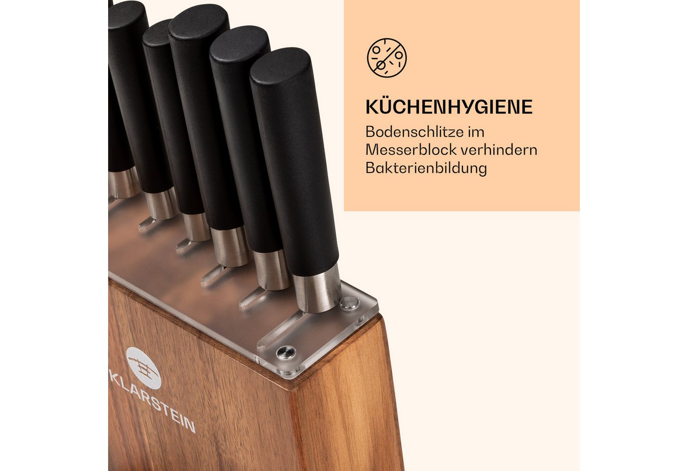 Kitano 8tlg. Messer-set Mit Block 7 Messer Stahl Edler Holzblock - Klarstein Bild 4