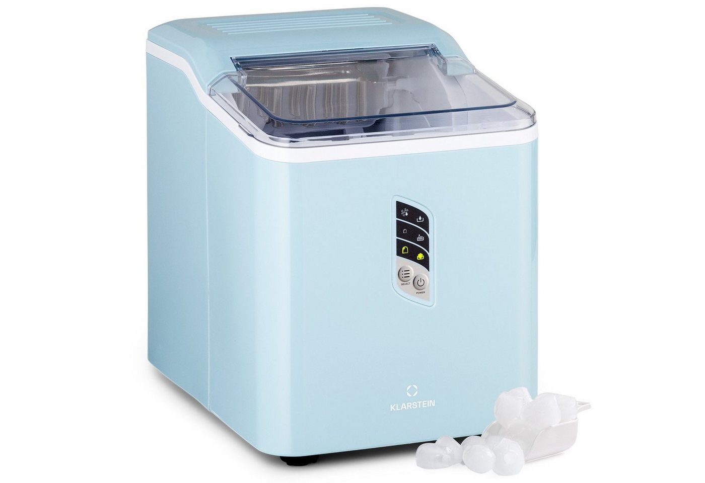 Klarstein Eiswürfelmaschine Klein, Schneller Ice Cube Maker, Eiswürfelbereiter Selbstreinigend, Eiswürfelgerät Für Große Und Kleine Eiswürfel, Mit Eiswürfelbehälter, 12kg/24h, Fassungsvermögen 1,5 L