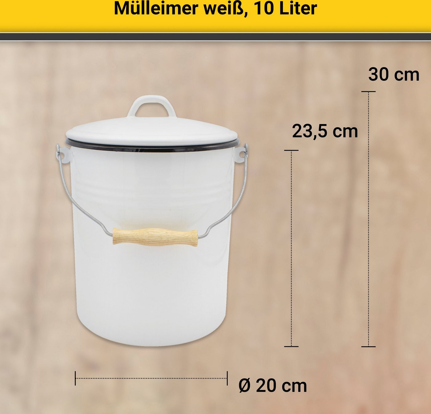 Eimer Mit Deckel 10 L 32cm Ø25cm Emailliert Weiß Bild 3