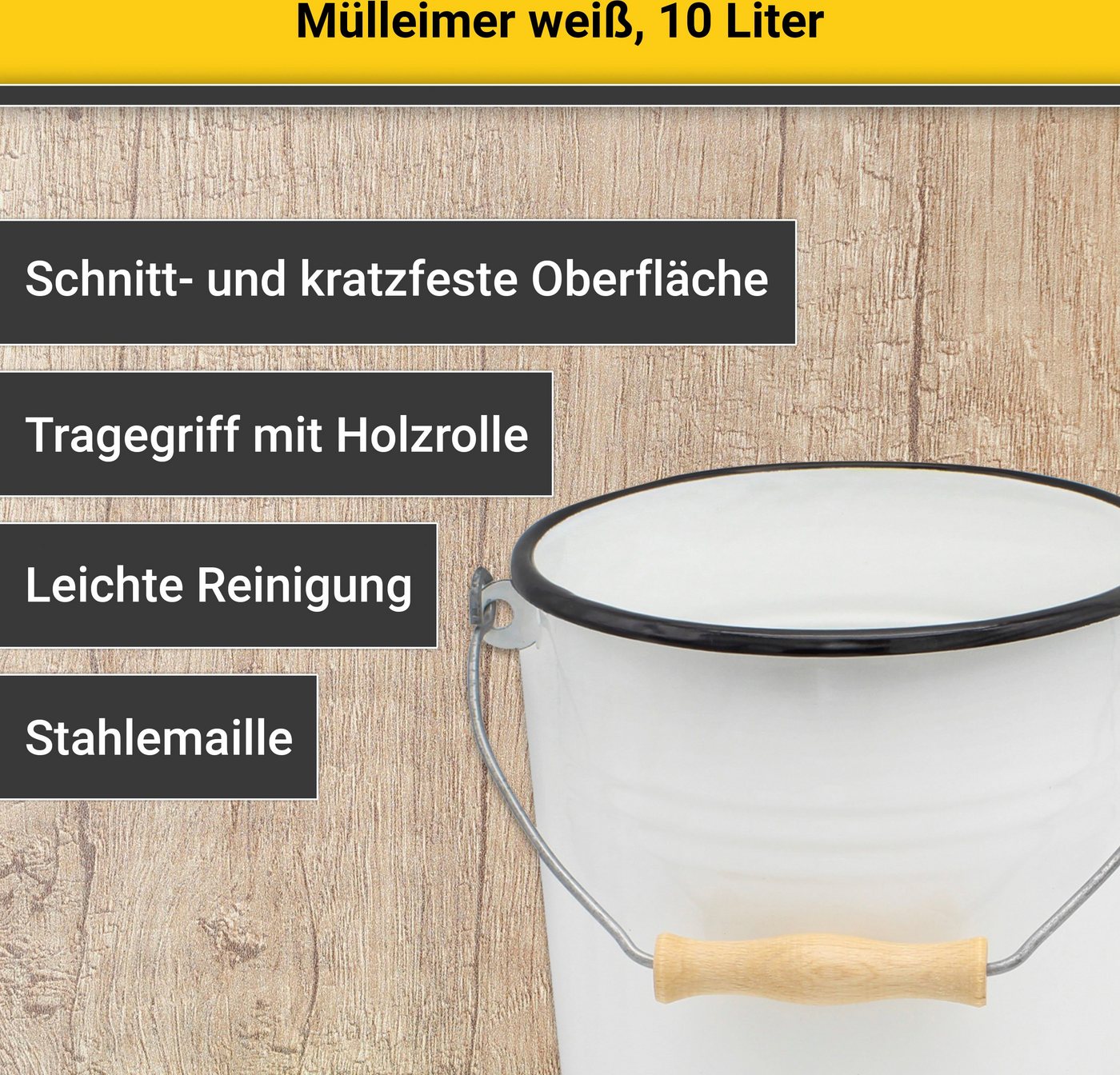 Eimer Mit Deckel 10 L 32cm Ø25cm Emailliert Weiß Bild 4